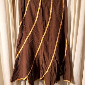 Marc Jacobs Corduroy Paneled Midi Skirt Brown Floral Size 12